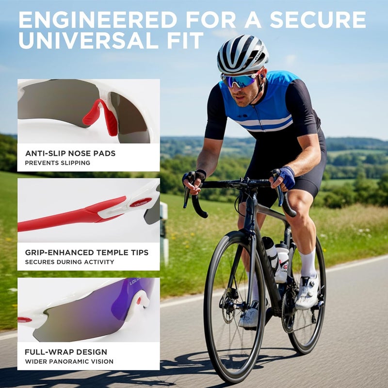 LOLOON Store Cycling Sunglasses for Men Women Youth, Wrap Around Sports Sunglasses for Running Climbing Bike Baseball Softball Golf - Image 3